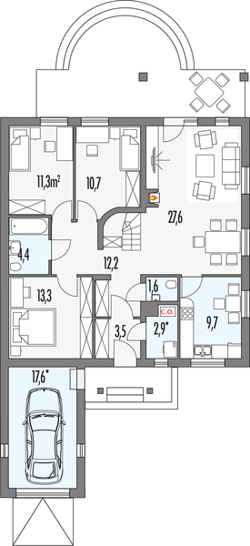 Parter projektu Magnolia C garaż