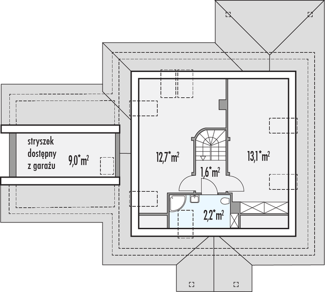 Poddasze projektu Magnolia D 2-garaże