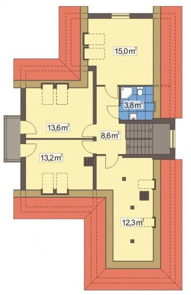 Poddasze projektu Malwa wersja B z garażem z boku, wjazd od południa