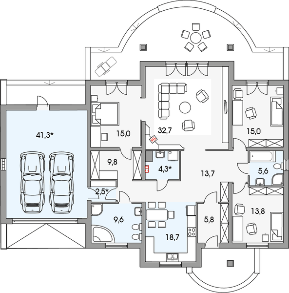 Parter projektu Mila 3C 2-garaże