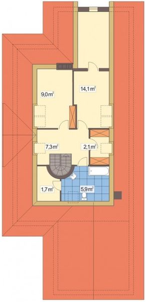 Poddasze projektu Niezapominajka wersja B z podwójnym garażem