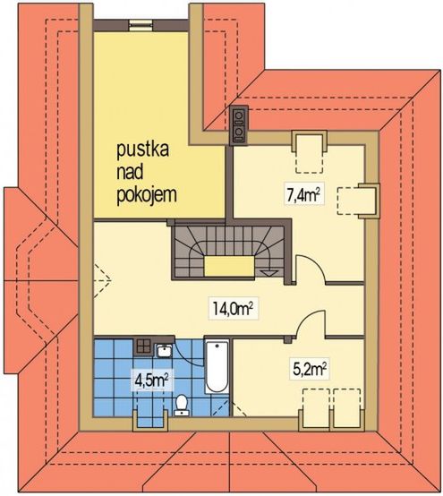 Poddasze projektu W Sam Raz wersja C bez garażu
