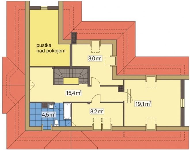 Poddasze projektu W Sam Raz wersja D z podwójnym garażem