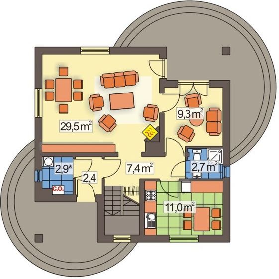 Parter projektu Weronika wersja A bez garażu