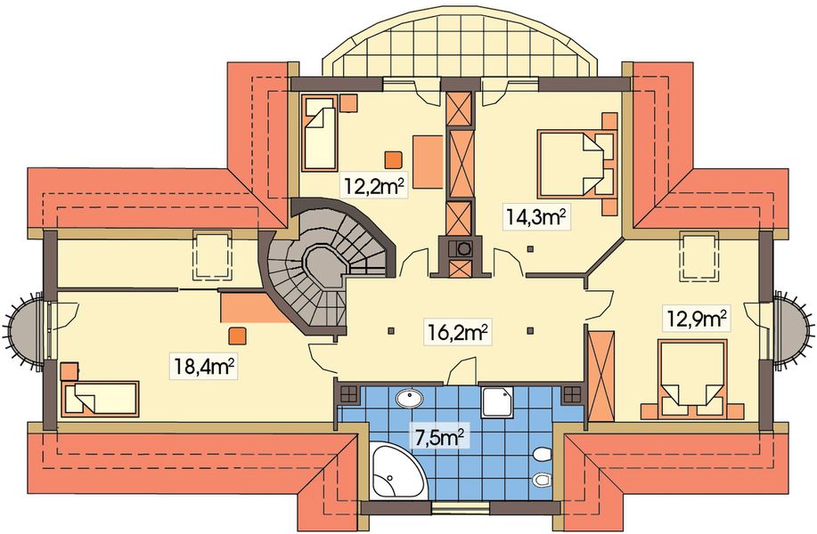 Poddasze projektu Rozmaryn wersja B z podwójnym garażem