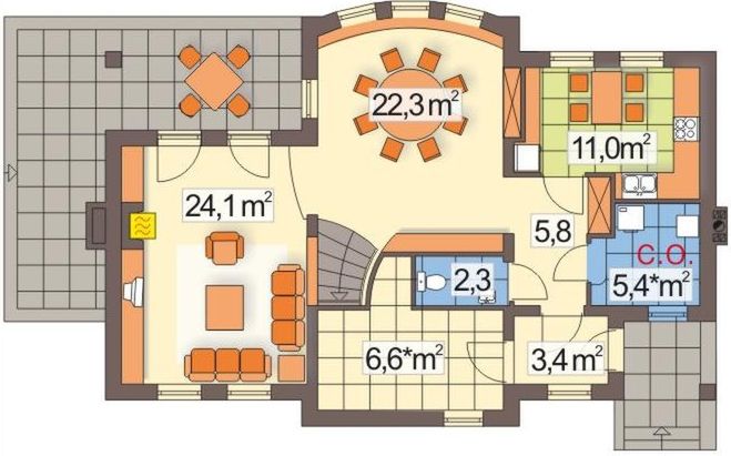 Parter projektu Słonecznik wersja D bez garażu