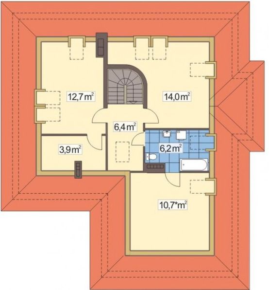 Poddasze projektu Wierzba 2 wersja B z wydłużonym garażem