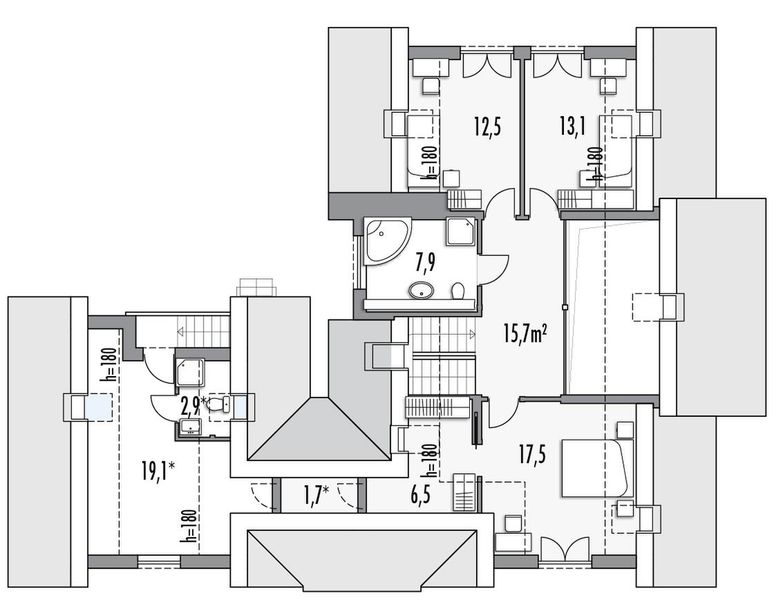 Poddasze projektu Zacisze B 2 garaże