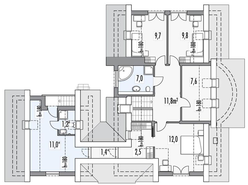 Poddasze projektu Zacisze 2A 2 garaże