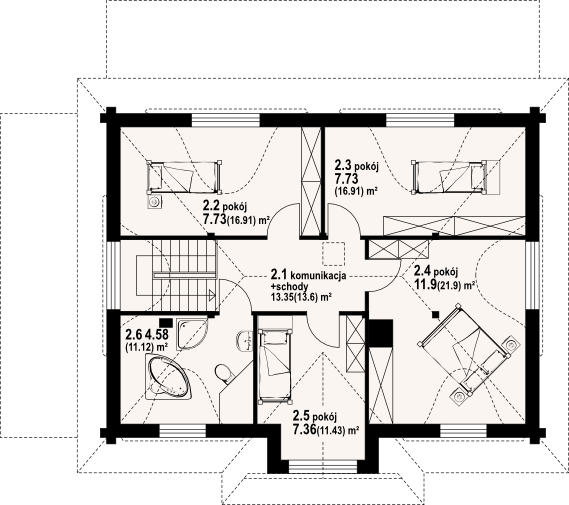 Poddasze projektu Chmielniki małe dw 47