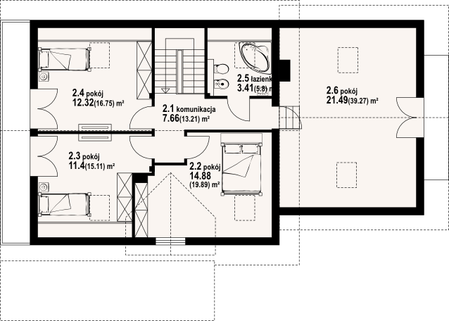 Poddasze projektu Osiek 83 dw