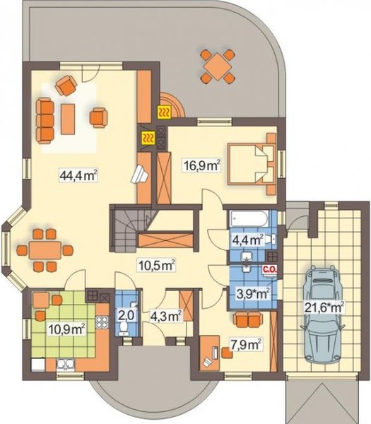 Parter projektu W Sam Raz bliźniak wersja B z pojedynczym gar. segm.