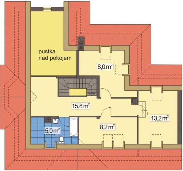 Poddasze projektu W Sam Raz bliźniak wersja B z pojedynczym gar. segm.