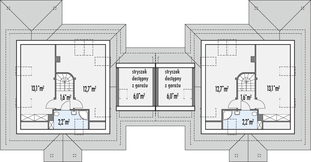 Poddasze projektu Magnolia B bliźniak