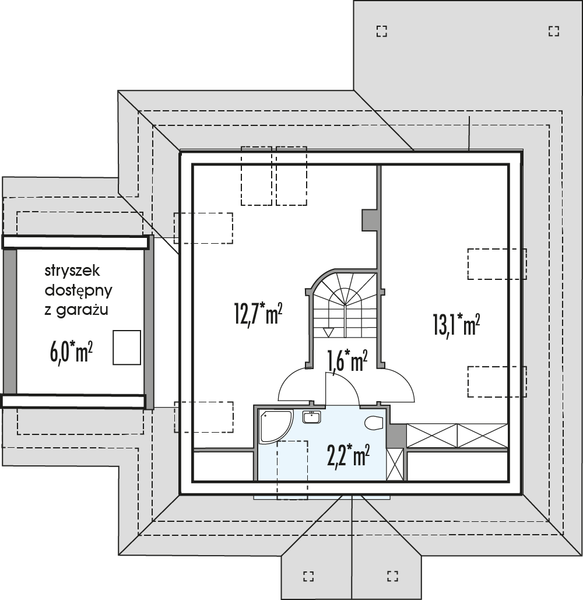 Poddasze projektu Magnolia B bliźniak M