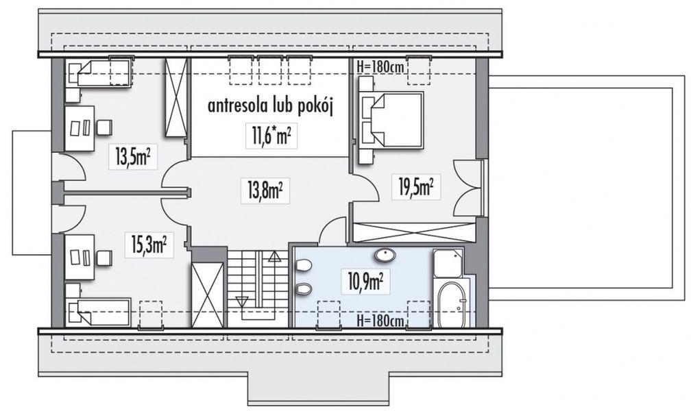 Poddasze projektu Ada A 2-garaże
