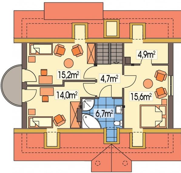 Poddasze projektu Ewa 2 wersja A paliwo stałe