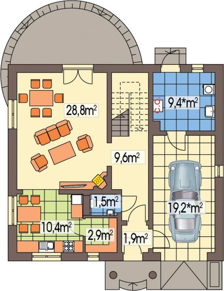 Parter projektu Ewa 2 energo+ wersja B zwężona paliwo stałe