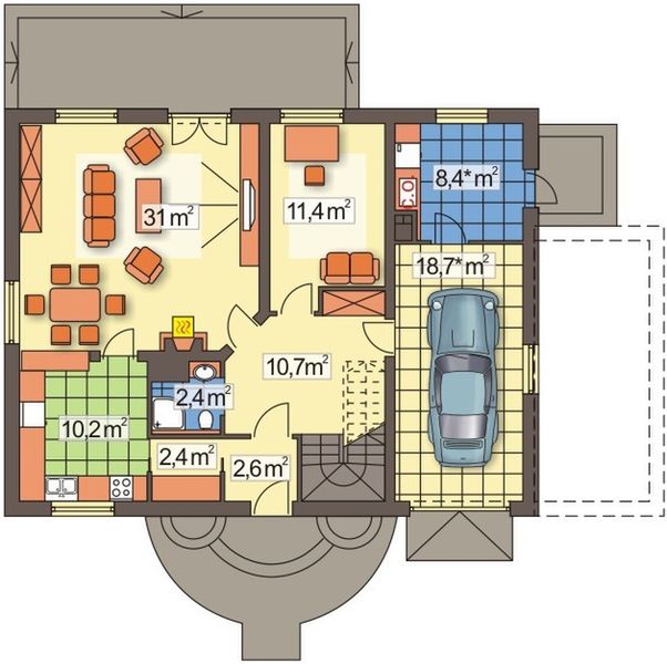 Parter projektu Tymek paliwo stałe wersja A z pojedynczym gar.