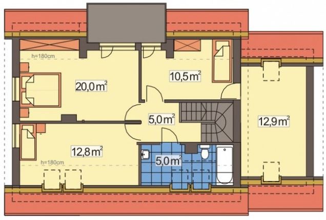 Poddasze projektu Adaś II wersja B z poj. garażem paliwo stałe