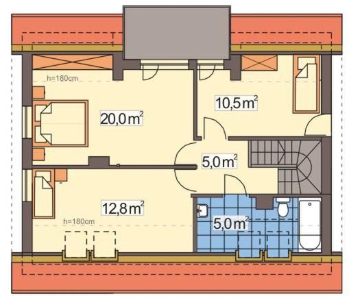 Poddasze projektu Adaś II wersja A bez garażu paliwo stałe