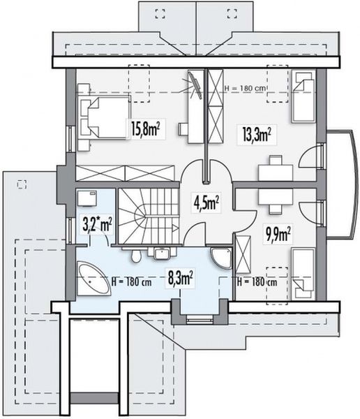 Poddasze projektu Inka B 2-garaże