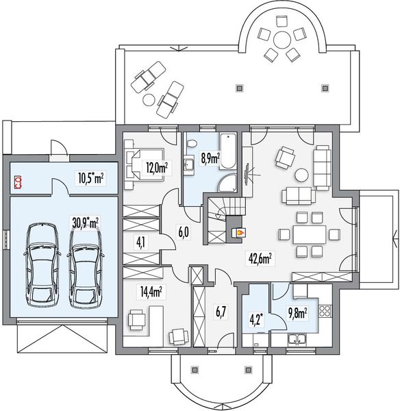 Parter projektu Jagódka C PS 2-garaże