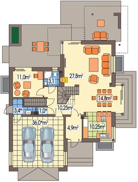 Parter projektu Carmen Magdalena wersja A z piwnicą paliwo stałe