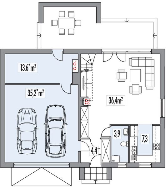 Parter projektu Vikki A 2-garaże