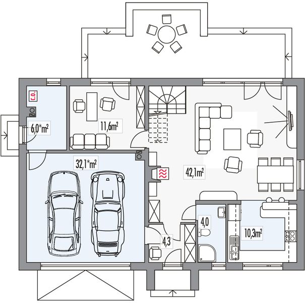 Parter projektu Vincent A 2-garaże