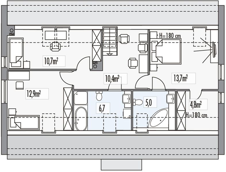 Poddasze projektu Vincent A 2-garaże
