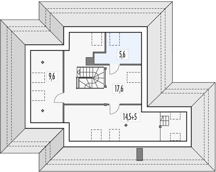 Poddasze projektu Akacja 2B garaż