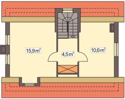 Poddasze projektu Jagna wersja A bez garażu