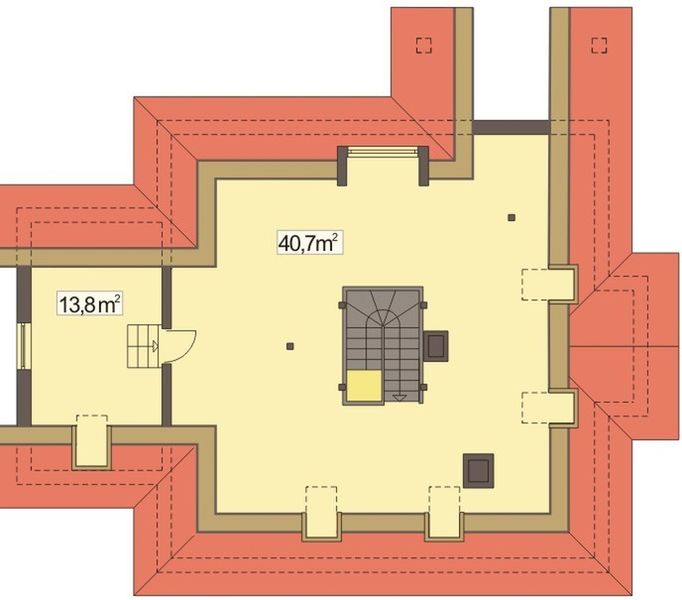Poddasze projektu Magnolia 2 wersja B z pojedynczym garażem z boku