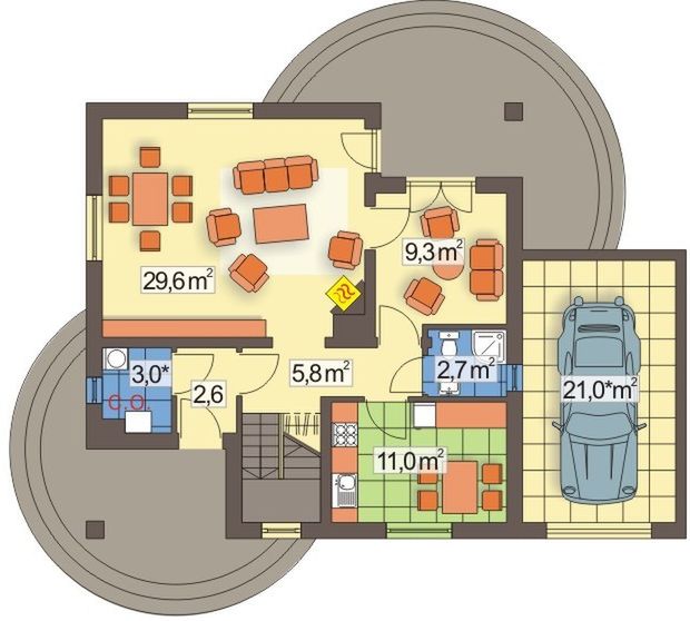 Parter projektu Weronika wersja B z pojedynczym garażem
