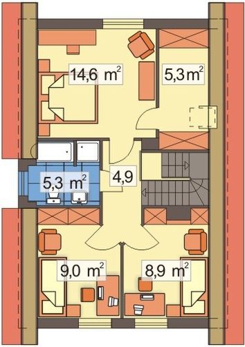 Poddasze projektu Malinka wersja A bez garażu