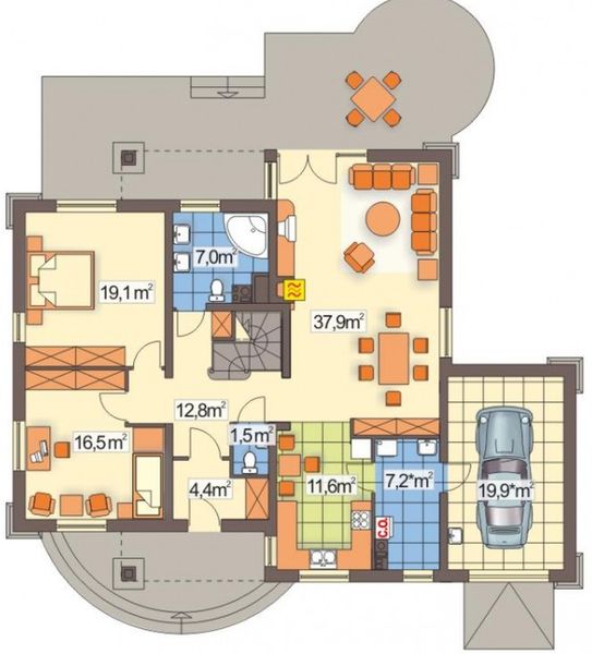 Parter projektu Akacja 2 wersja B z poj. garażem paliwo stałe