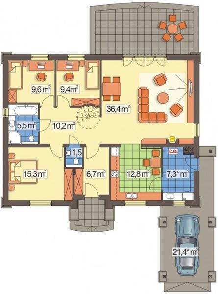 Parter projektu Azalia paliwo stałe wersja B z wiatą