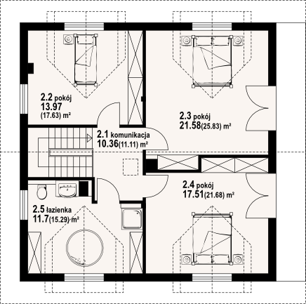 Poddasze projektu Sosnowo dws