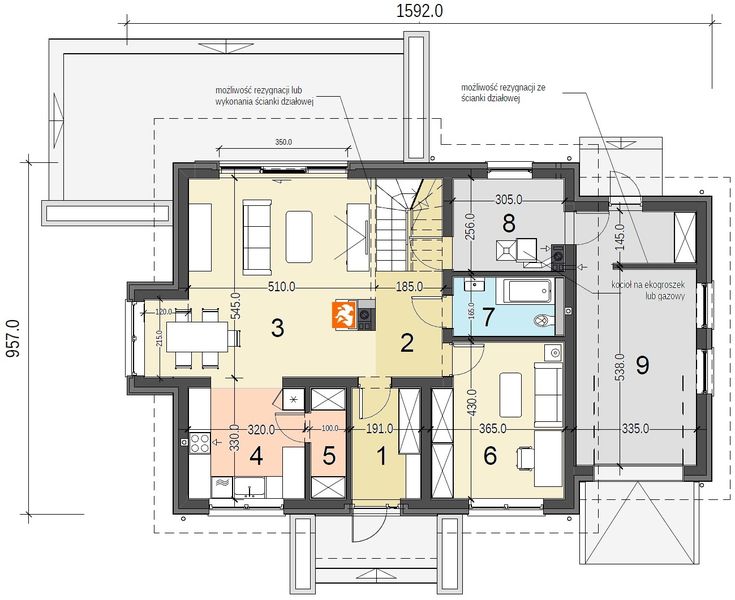 Parter projektu Sowa 4 z garażem