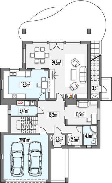 Parter projektu Hania A 2 garaże