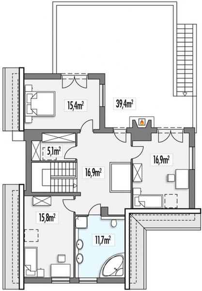 Poddasze projektu Hania A 2 garaże