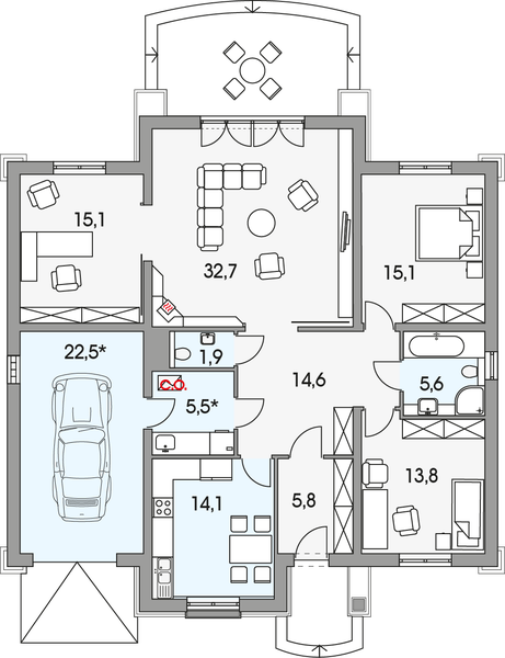 Parter projektu Mila A garaż