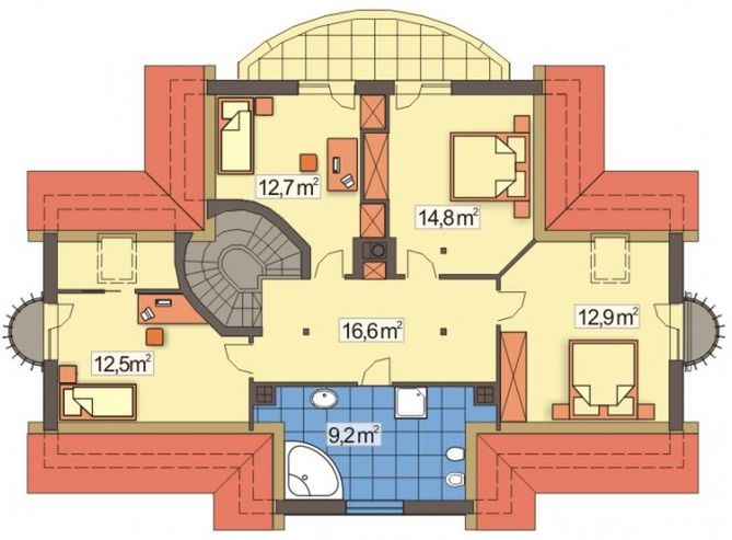 Poddasze projektu Rozmaryn wersja A z pojedynczym garażem