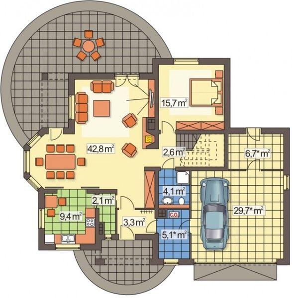 Parter projektu Rumianek 2A 2 garaże