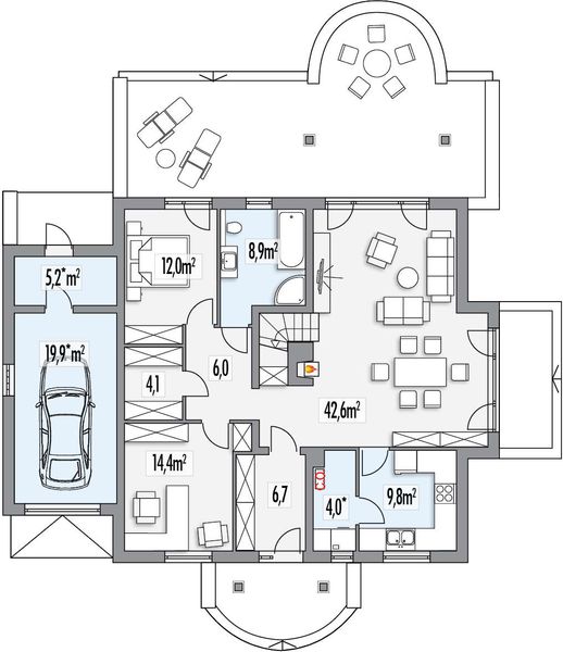 Parter projektu Jagódka B garaż