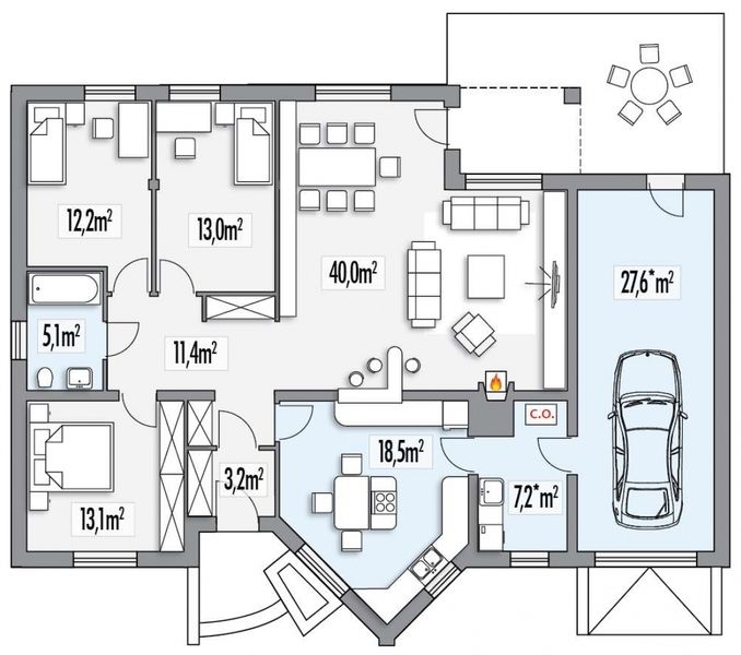 Parter projektu Irys B garaż