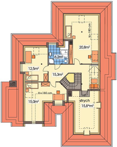 Poddasze projektu Lawenda B 2-garaże