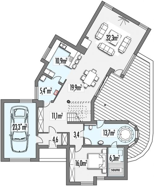 Parter projektu Bursztyn A garaż