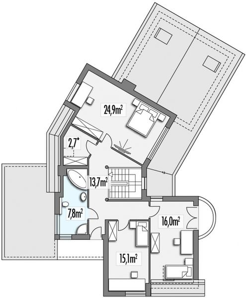 Poddasze projektu Bursztyn A garaż